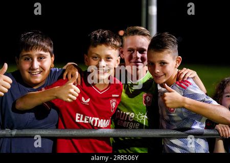 Enschede, Netherlands. 06th Sep, 2023. ENSCHEDE, NETHERLANDS - SEPTEMBER 6: Fans of FC Twente during the UEFA Women's Champions League LP Group 1 Semi Final match between FC Twente and SK Sturm Graz at Sportpark Schreurserve on September 6, 2023 in Enschede, Netherlands (Photo by Rene Nijhuis/Orange Pictures) Credit: Orange Pics BV/Alamy Live News Stock Photo