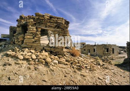 OLD ARAIBI, USA-SEPTEMBER 06,1981: Old Oraibi, Hopi Village on Third Mesa, Hopi Indian Reservation, Arizona. It is still inhabited, and Old Oraibi vie Stock Photo