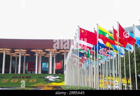 201229 -- BEIJING, Dec. 29, 2020 -- Photo taken on Nov. 2, 2020 shows a view of the south square of the National Exhibition and Convention Center Shanghai, the main venue of the 3rd China International Import Expo, in east China s Shanghai. Xinhua s top 10 China news events in 2020 3. China further advances reform, opening-up China issued a master plan for the Hainan Free Trade Port on June 1. Xi Jinping, general secretary of the Communist Party of China CPC Central Committee, demonstrated China s resolve to push forward reform and opening-up when he attended high-profile celebrations of the d Stock Photo