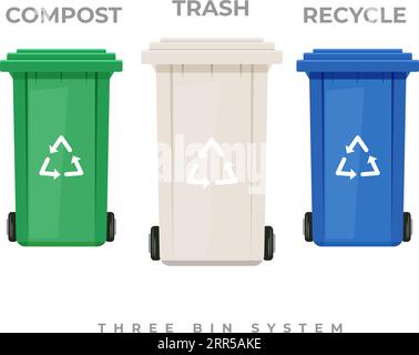 Waste Management - Three Color Bins - Icon as EPS 10 File Stock Vector