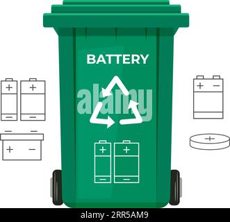 Waste Management - Battery Recycle Bin - Icon as EPS 10 File Stock Vector