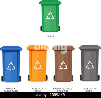 Waste Management - Color Code Bins in Berlin Germany - Icon as EPS 10 File Stock Vector