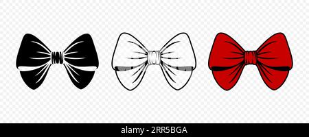 Pink ribbon bow vector illustration. Hand drawn isolated, outlined icon,  sticker Stock Vector Image & Art - Alamy