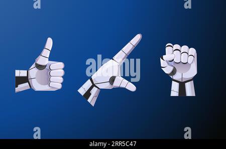 Robotic Hand - Gesture Set - Illustration as EPS 10 File Stock Vector