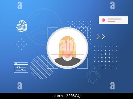 Secured Services with Face Detection Technology and 2 Factor Authentication - Stock Illustration as EPS 10 File Stock Vector