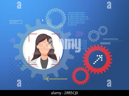 Secured Services with Face Detection Technology and 2 Factor Authentication - Stock Illustration as EPS 10 File Stock Vector