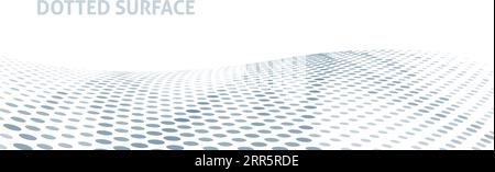 Abstract dotted wavy surface with halftone effect. Wide vector graphic pattern Stock Vector
