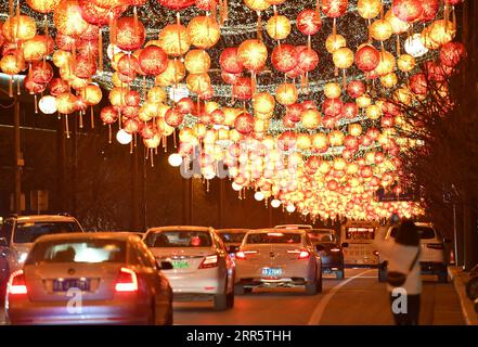 210116 -- BEIJING, Jan. 16, 2021 -- Photo taken on Jan. 14, 2021 shows light decorations for the upcoming Spring Festival in Qujiang New Area in Xi an, northwest China s Shaanxi Province.  XINHUA PHOTOS OF THE DAY ShaoxRui PUBLICATIONxNOTxINxCHN Stock Photo