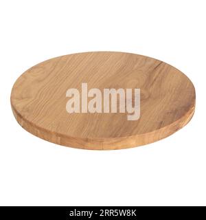 Top View: Round Oak and Beech Wood Cutting Board Stock Photo