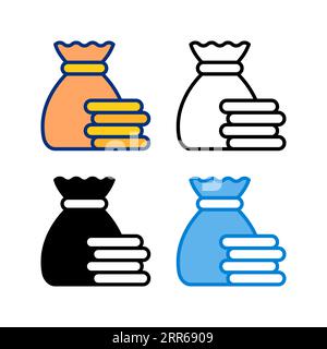 budget icon in 4 style flat, line, glyph and duotone Stock Vector