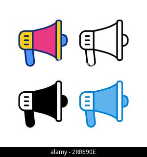 campaign megaphone icon in 4 style flat, line, glyph and duotone Stock Vector