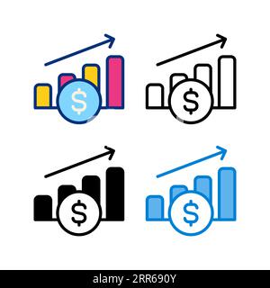 profit chart icon in 4 style flat, line, glyph and duotone Stock Vector