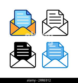 email icon in 4 style flat, line, glyph and duotone Stock Vector