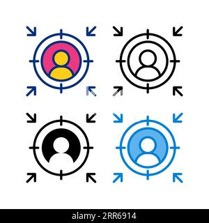 target audience icon in 4 style flat, line, glyph and duotone Stock Vector
