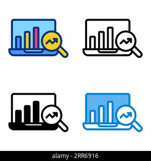 business seo icon in 4 style flat, line, glyph and duotone Stock Vector