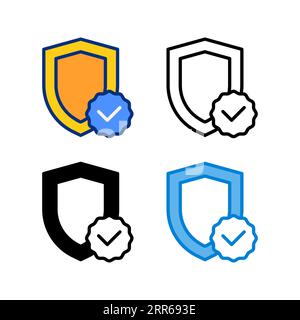 secure icon in 4 style flat, line, glyph and duotone Stock Vector