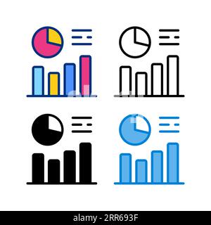 statistic icon in 4 style flat, line, glyph and duotone Stock Vector