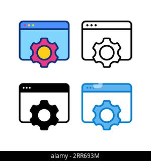 maintenance icon in 4 style flat, line, glyph and duotone Stock Vector