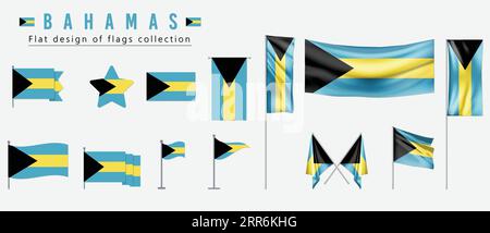 Bahamas flag, flat design of flags collection Stock Vector