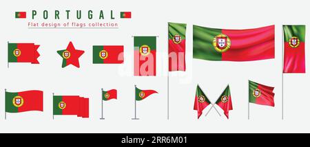 Portugal flag, flat design of flags collection Stock Vector