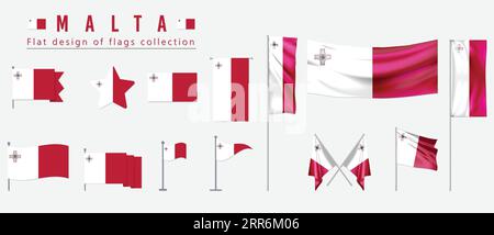Malta flag, flat design of flags collection Stock Vector