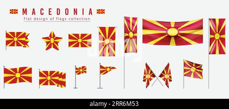 Macedonia flag, flat design of flags collection Stock Vector