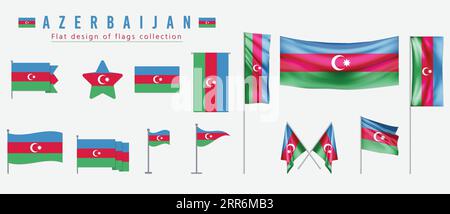 Azerbaijan flag, flat design of flags collection Stock Vector