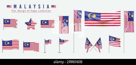 Malaysia flag, flat design of flags collection Stock Vector