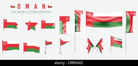 Oman flag, flat design of flags collection Stock Vector