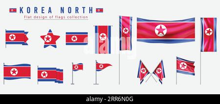 Korea North flag, flat design of flags collection Stock Vector