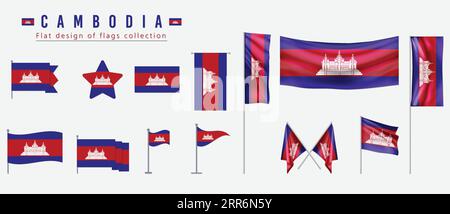 Cambodia flag , flat design of flags collection Stock Vector