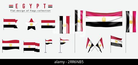 Egypt flag, flat design of flags collection Stock Vector