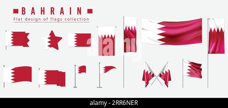 Bahrain flag, flat design of flags collection Stock Vector