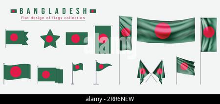 Bangladesh flag, flat design of flags collection Stock Vector