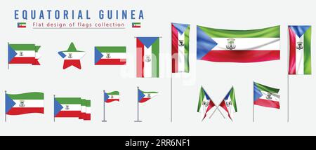 Equatorial Guinea flag, flat design of flags collection Stock Vector