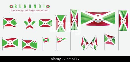 Burundi flag, flat design of flags collection Stock Vector