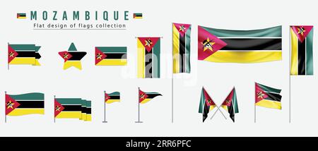 Mozambique flag, flat design of flags collection Stock Vector