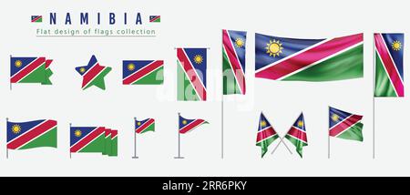 Namibia flag, flat design of flags collection Stock Vector