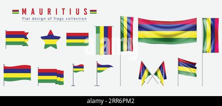 Mauritius flag, flat design of flags collection Stock Vector
