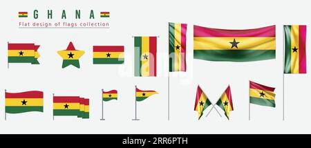 Ghana flag, flat design of flags collection Stock Vector