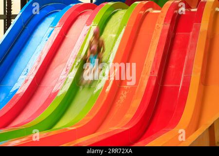 colorful water slides, closeup of photo Stock Photo