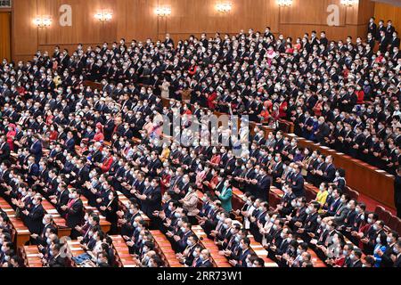 210311 -- BEIJING, March 11, 2021 -- The closing meeting of the fourth session of the 13th National People s Congress NPC is held at the Great Hall of the People in Beijing, capital of China, March 11, 2021.  TWO SESSIONSCHINA-BEIJING-NPC-ANNUAL SESSION-CLOSING MEETING CN LixXiang PUBLICATIONxNOTxINxCHN Stock Photo