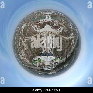 210311 -- SHANGHAI, March 11, 2021 -- This 360-degree spherical panorama taken with a drone on March 10, 2021 shows a view of the China Flower Expo in east China s Shanghai. The 10th China Flower Expo will take place from May 21 to July 2 in Shanghai s Chongming District. Preparation for the expo is now in its final stage.  CHINA-SHANGHAI-CHINA FLOWER EXPO CN FangxZhe PUBLICATIONxNOTxINxCHN Stock Photo