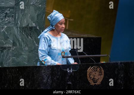 Bilder des Jahres 2021, News 03 März News Themen der Woche KW11 News Bilder des Tages 210316 -- UNITED NATIONS, March 16, 2021 -- UN undersecretary-general and executive director of UN Women, Phumzile Mlambo-Ngcuka, addresses the 65th session of the Commission on the Status of Women CSW at the UN headquarters in New York on March 15, 2021. /Handout via Xinhua UN-CSW-65TH SESSION-OPENING EskinderxDebebe/UNxPhoto PUBLICATIONxNOTxINxCHN Stock Photo