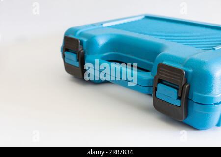 Blue box for tools isolated on the white Stock Photo