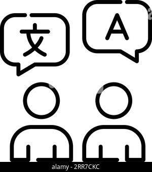 People communicating in different languages. Pixel perfect, editable stroke Stock Vector