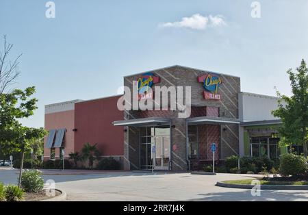 Houston, Texas USA 07-30-2023: Chuy's fine Tex Mex storefront exterior in Houston, TX. Mexican restaurant chain founded in 1982. Stock Photo