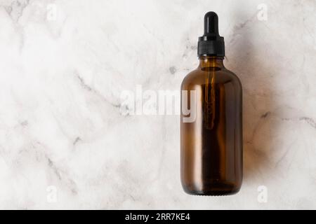 Top view bottle oils with copy space Stock Photo