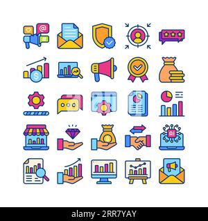 business and technology icon set in flat style Stock Vector