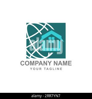 Vector real estate and globe logo combination. House and world logotype design template.EPS 10 Stock Vector